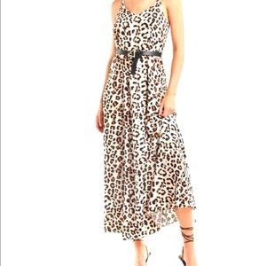 Leopard Print V-neck Maxi Dress